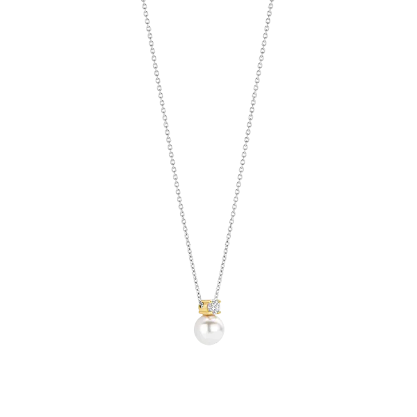 Hovedbilde Ti Sento anheng i forgylt sølv med perle og CZ,  ...