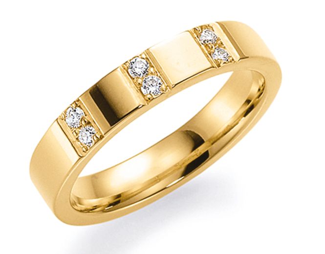 Hovedbilde Giftering i gultgull 585, 4mm bredde, dia.0,12ct
