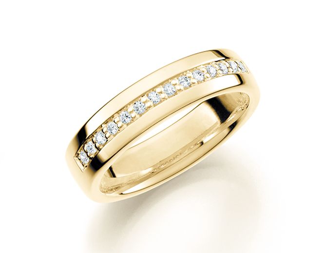 Hovedbilde Giftering i gultgull 585, 5mm bredde, dia.0,14ct