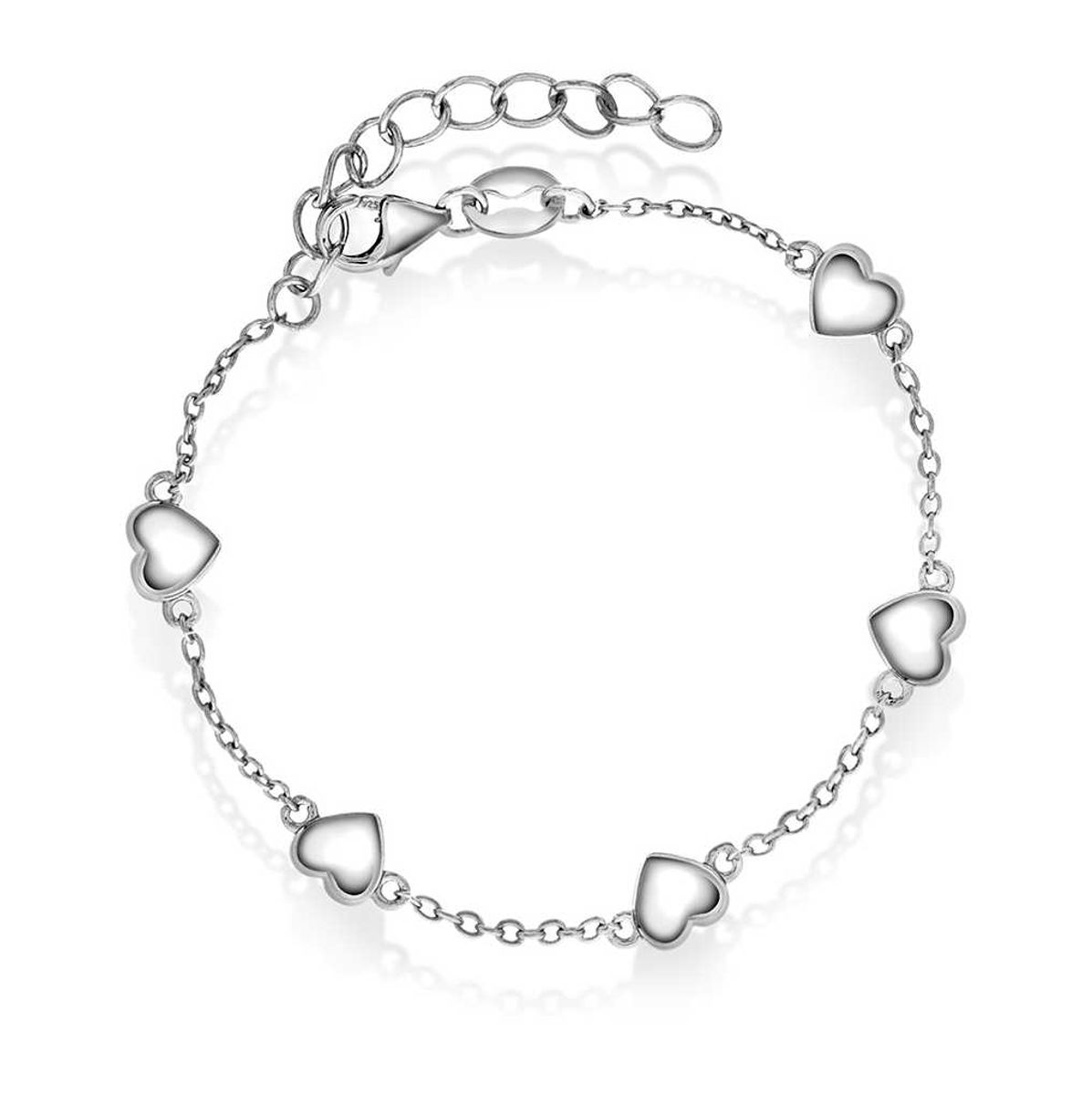 Armbånd i rhodinert sølv, hjerter