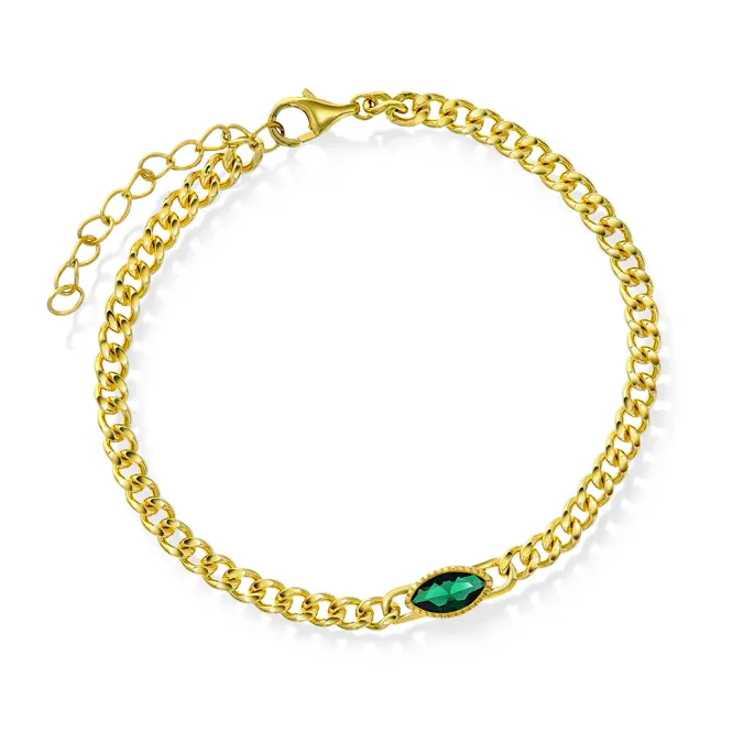Hovedbilde RIO RADIANCE armbånd i 925 forgylt sølv med grønn ...