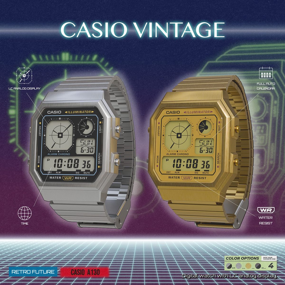 Casio Vintage Edgy A130WEG-9AEF