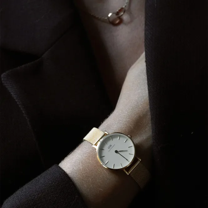 Hovedbilde DW Ø32mm Petite Evergold gull/hvit 3ATM