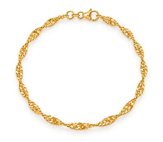 Hovedbilde Armbånd i 585 gult gull, Singapore, 3,8mm, 19cm