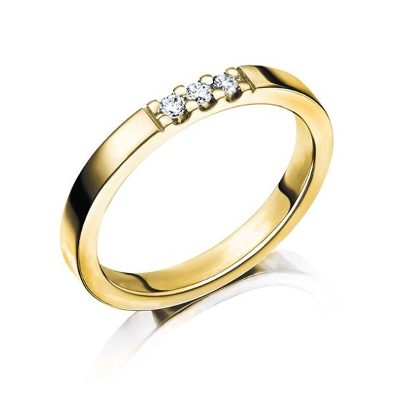 Giftering i gultgull 585, 3mm bredde, dia.0,09ct