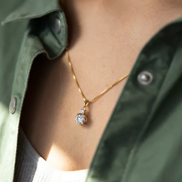 Hovedbilde Smykke i forgylt sølv med cz, inkl.kjede