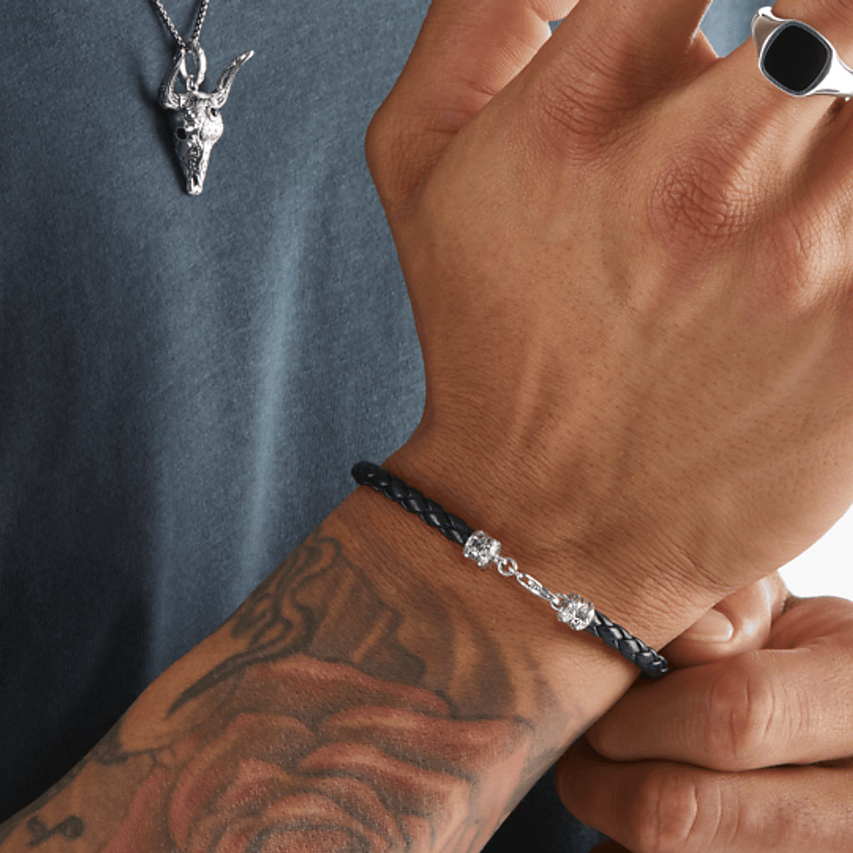 THOMAS SABO Armbånd, sølv-skinn- 19cm