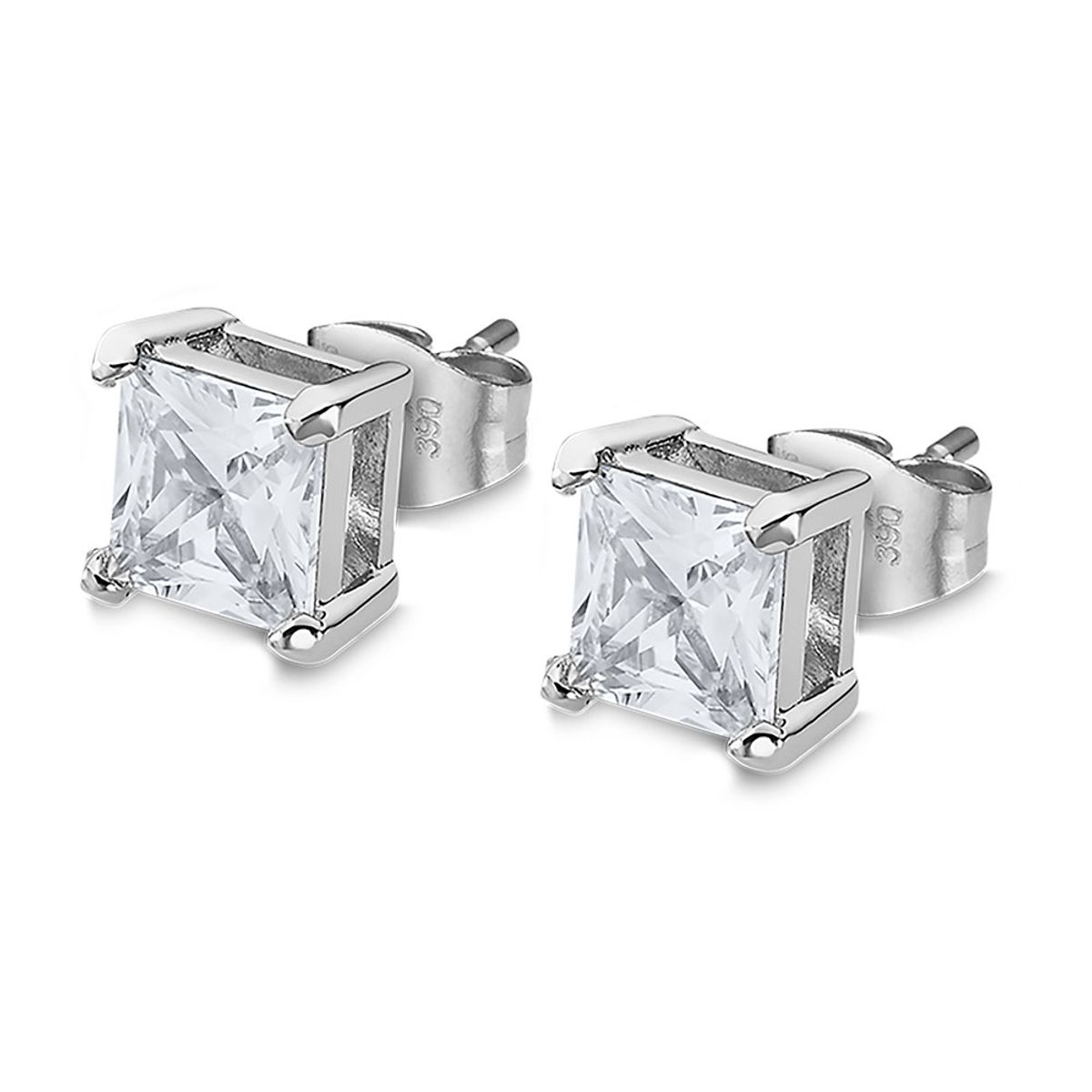 Lotus Style, ørepynt herre, stål, kvadratisk stein (6 mm) 