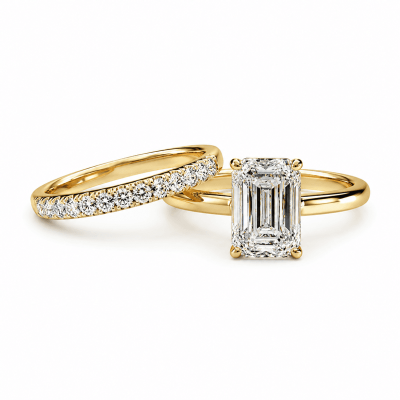 Ring Estelle 585 gull med 3,00ct LAB grown diamant, Baguetteslipt