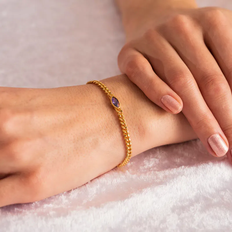RIO RADIANCE  armbånd i 925 sølv med lilla zirkonia
