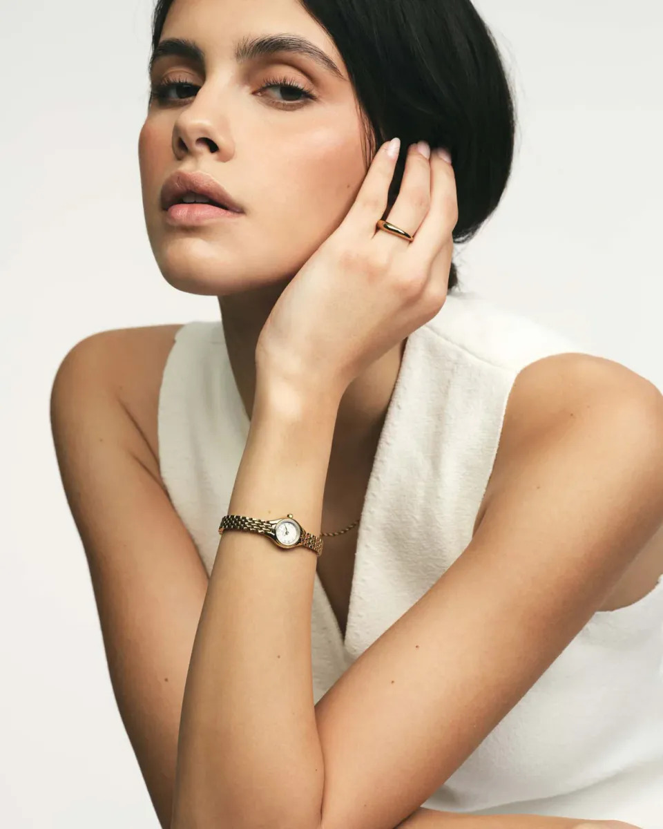 Mockberg- Heritage Petite Gullfarget / Hvit 16mm