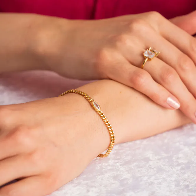 Hovedbilde RIO RADIANCE armbånd i 925 forgylt sølv med hvit ...