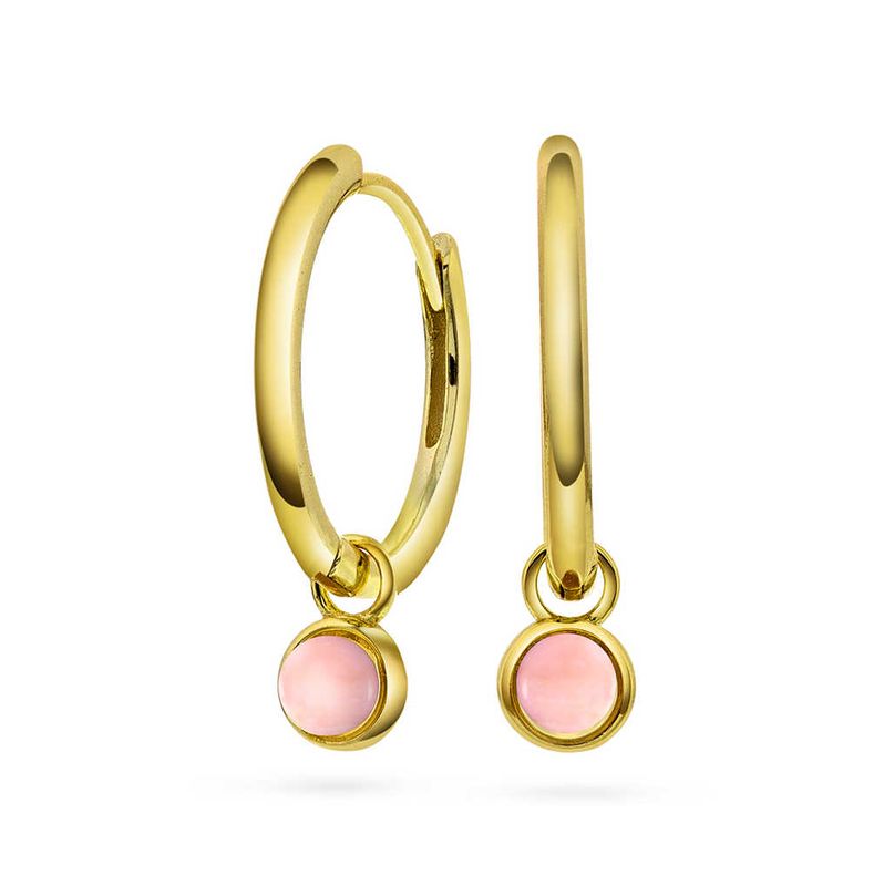 Sandra Lyng øreringer i sølv med rosa opal H:24 mm B:4 mm