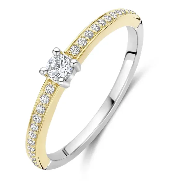 Hovedbilde Ti Sento ring- tofarget med zirkonia