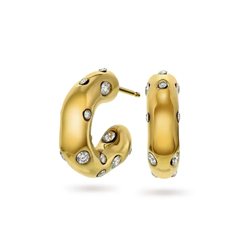 Frida Leonore by Gulldia- Starlight earrings i forgylt stål med hvite stener