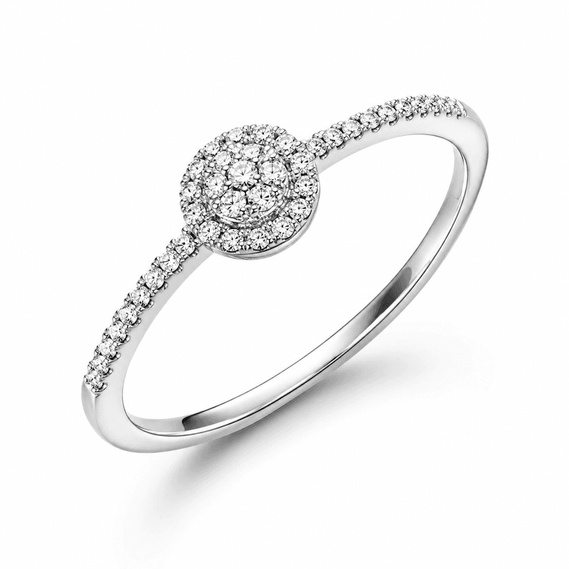 Ring i 585 hvitt gull med diamanter 0,11ct W/SI
