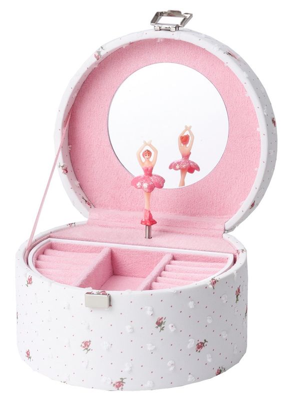 Barnesmykkeskrin med musikk og ballerina, hvit