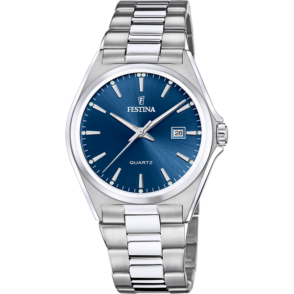 Hovedbilde Festina herre, stål, 50m, lenke, blå skive, Ø 40 ...